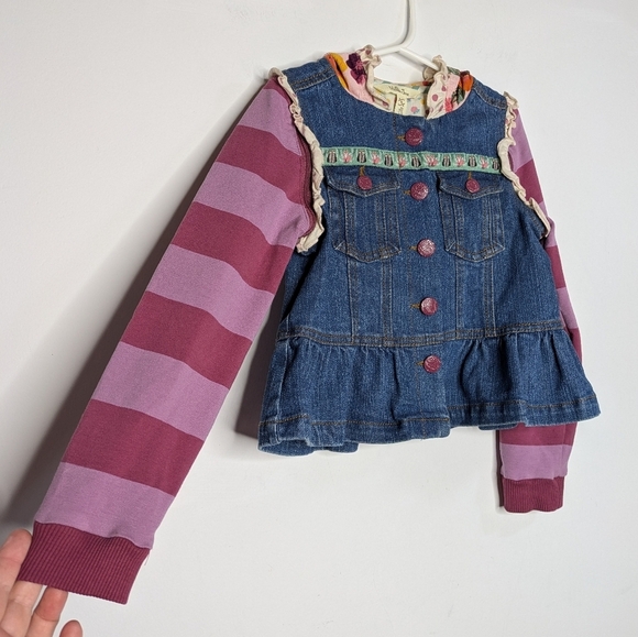 Matilda Jane But Denim Purple Removable Sleeve Hoodie Jacket 6 - Picture 4 of 9